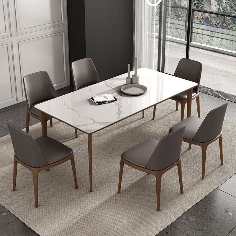 Rectangular Dining Table Set 1/4/5/7 Pieces Dinette Set with Brown Wood Frame