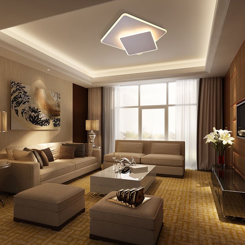 16"/19.5" Overlapping Creative Flush Mount Light Modern Acrylic Round/Square/Triangle Flush Mount