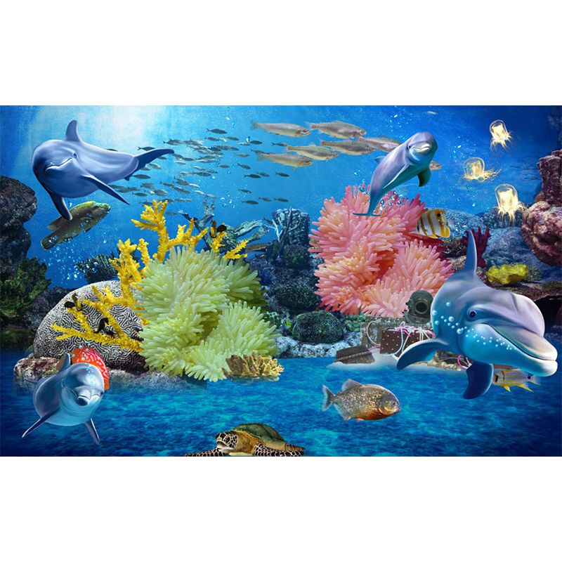 Large Underwater Wall Mural Blue Non-Woven Material Wall Decor, Washable, Custom Print