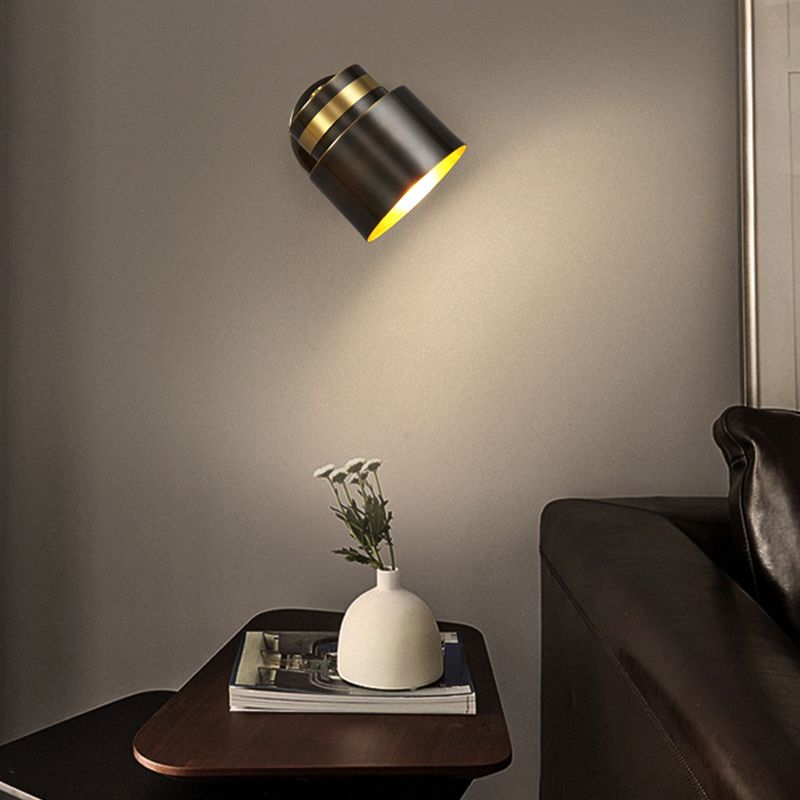 Modern Simple Copper Wall Light Cylinder Shape Rotatable Wall Lamp for Living Room
