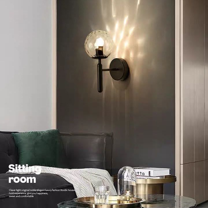 Nordic Style Single Light Wall Mounted Light Ball Glass Shade Wall Lighting for Bedside