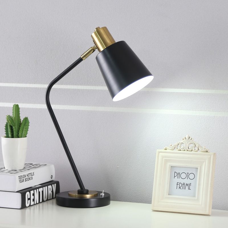 Macaroon Night Table Lamps Barrel 1-Light Bedroom Nightstand Lights with Metal Shade