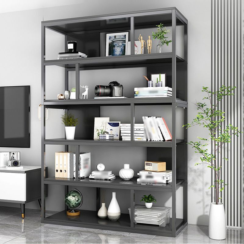 Industrial Metal Etagere Bookcase Open Back Bookshelf for Home Office