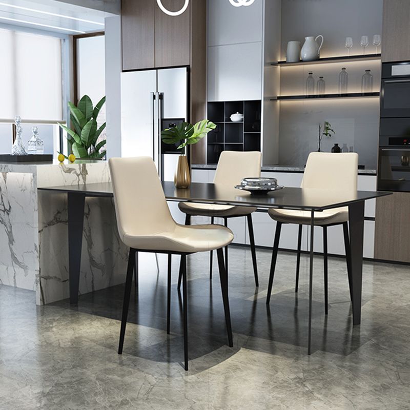 Sillas de comedor de cuero con respaldo sólido de estilo industrial para uso doméstico (juego de 2)