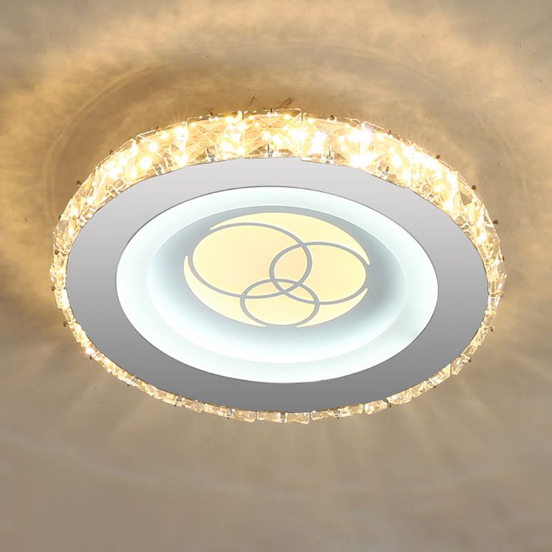 Encerclez la LED à la forme Mount Modern Crystal Stainless-Steel Flushmount Ceiling Light