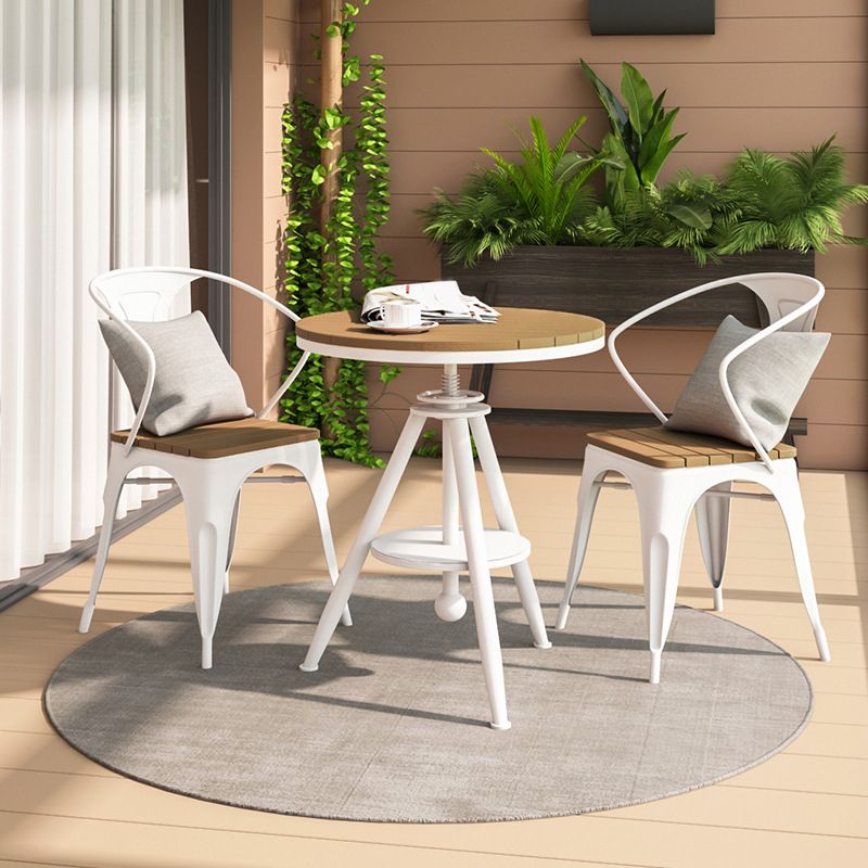Nordic 1/2/3 Pieces Dining Set Round Plastic Wood Dining Table for Balcony