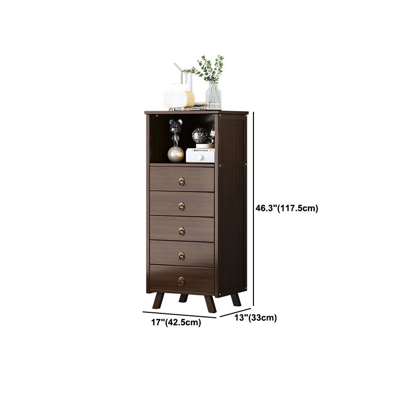 Mid-Century Accent Chest with Shelf and Drawers and Straight Legs
