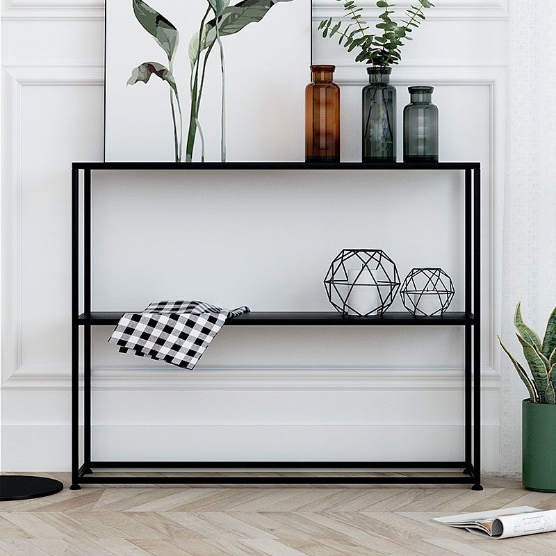 Metal Frame Bookshelf Modern Black / White Open Storage Bookcase