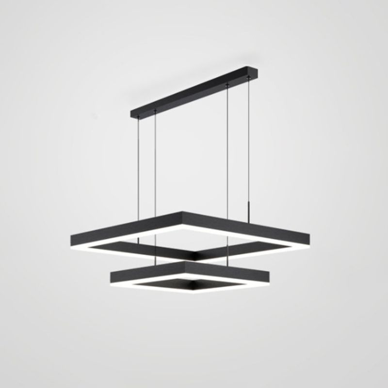 Metal Squared Chandelier Pendant Light Nordic LED Pendant Lighting Fixture in Black