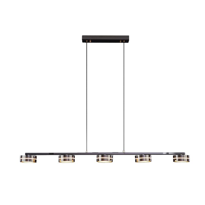Metal and Acrylic Kitchen Island Fixture in Black LED Linear 5 / 6 - Head Pendant Ceiling