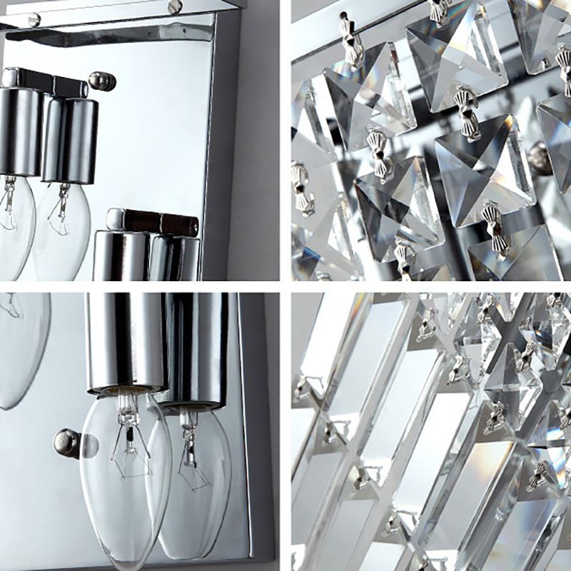 Chrome Finish Crystal Prism Sconce Lighting 2 Lights Modern Stylish Wall Mounted Lamp for Corridor