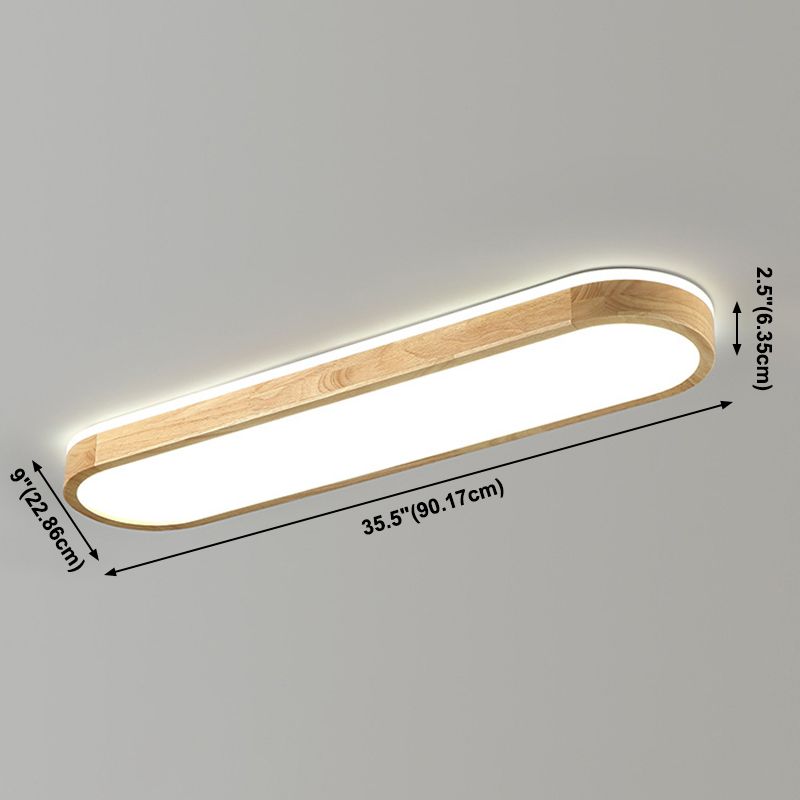 Lámpara de techo ovalada de estilo Simple y moderno, luz LED de madera empotrada para sala de estar
