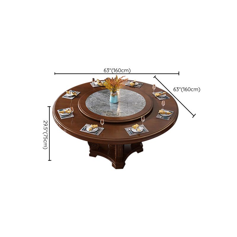Solid Wood Pedestal Dining Table Tradition Turntable Kitchen Table