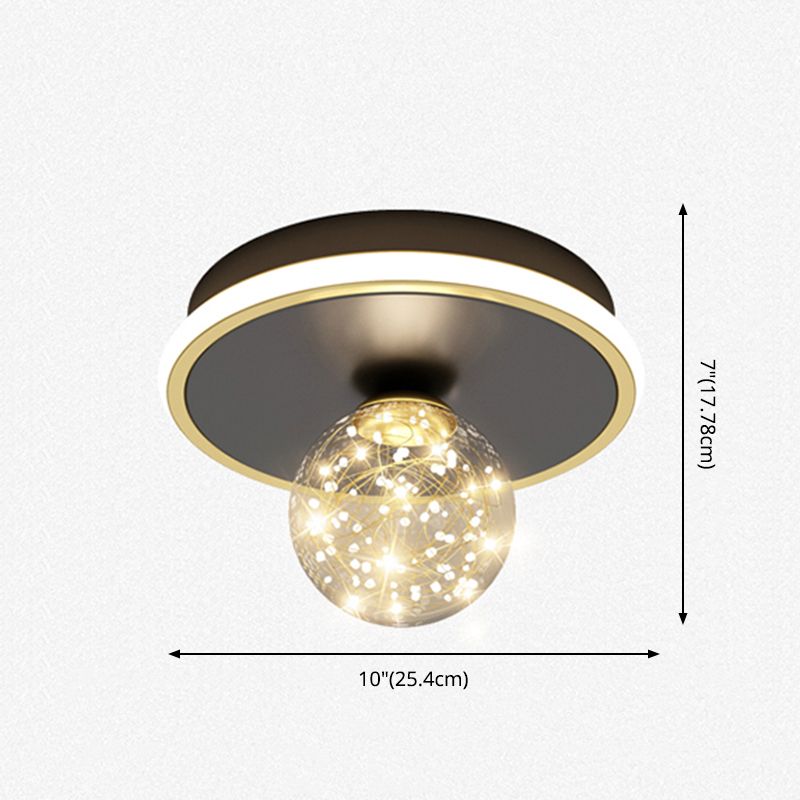 1-Light LED Metal Flush Mount Light New Modern Black Flush Ceiling Light for Hallway