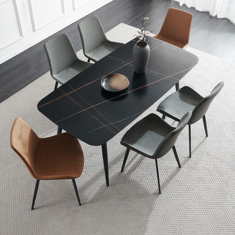 Sintered Stone Dining Table Simple Style 4 Legs Base Rectangle Table for Home