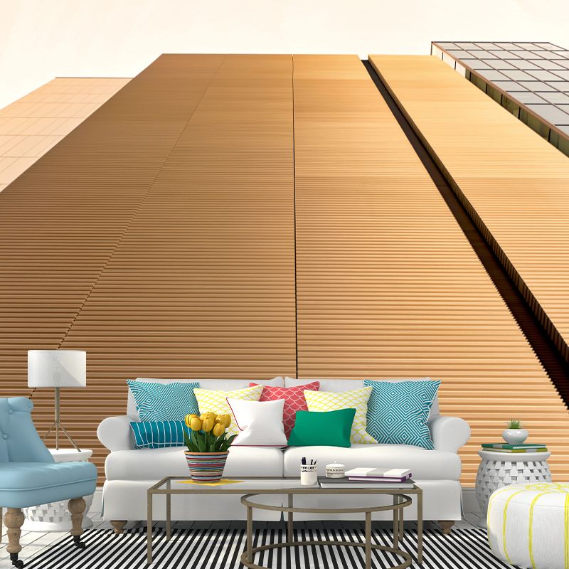 Simple City Building Mural Wallpaper for Meeting Room Stain Resistant, Custom Made