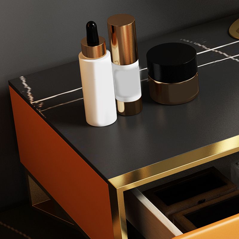 Orange Vanity Set with 4 Storage Drawers Make-up Vanity, 15.74" Wide