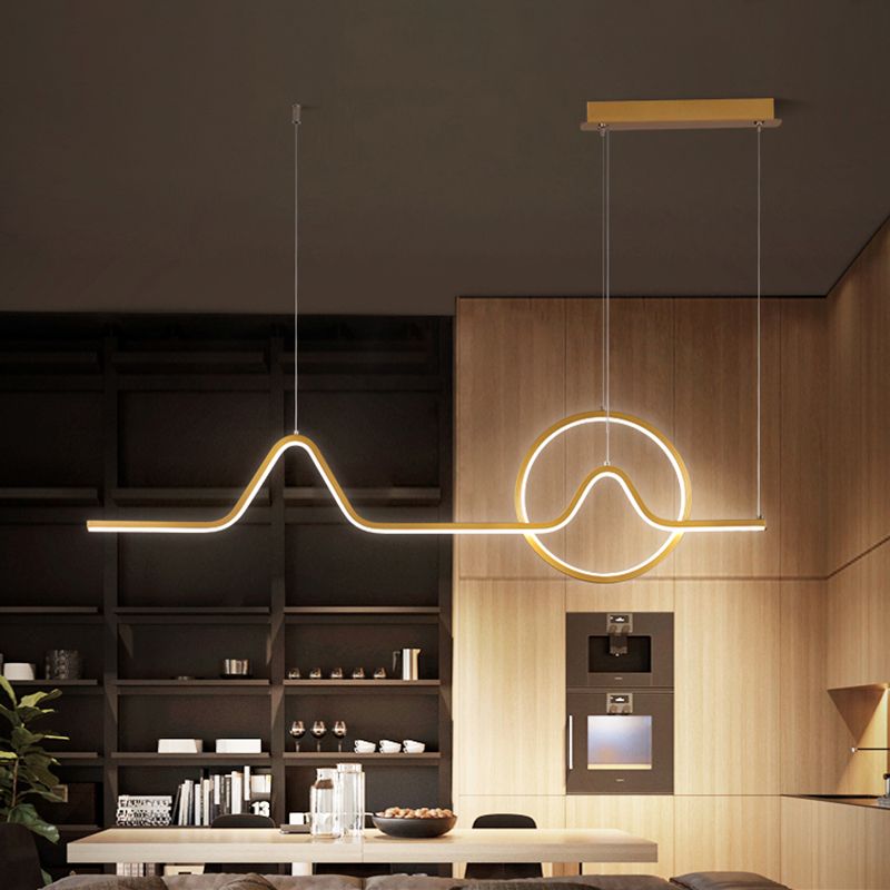 Simplicity Contemporary Style Island Light Line Shaped LED Hanging Light for Sitting Room