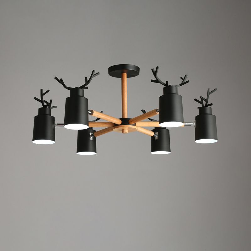 Fissature di illuminazione a sospensione in metallo Nordic Macron Antler Metal With Wood Room