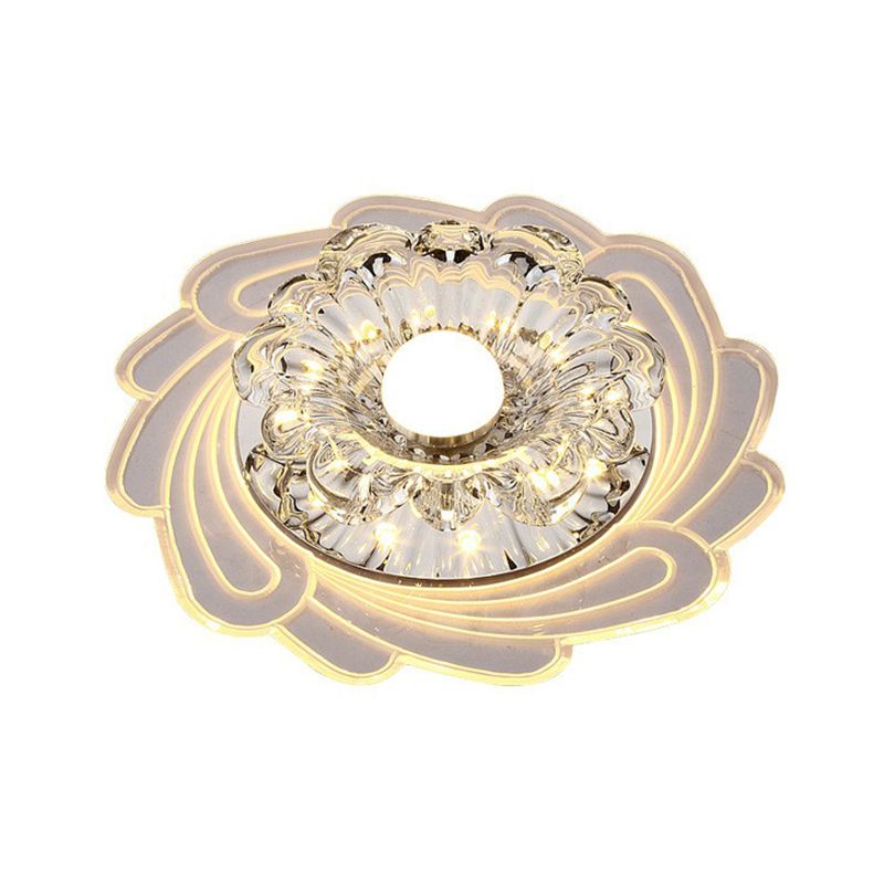 Crystal Flower encastré luminaire le plus minimaliste transparent LED couloir plafonnier fixations