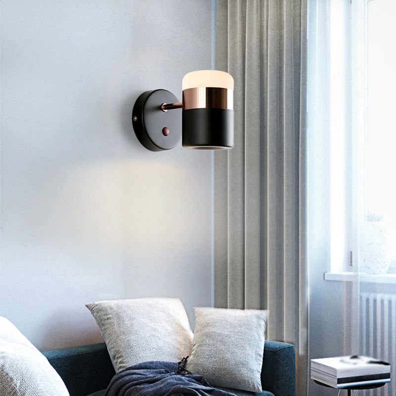Half Cylinder Shade Metal Wall Sconce Modern Style 1 Light Reading Wall Mount Lighting