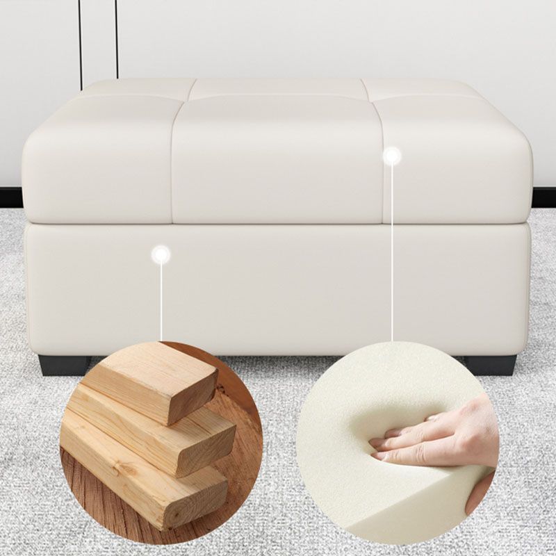 Modern Storage Ottomans Rectangle Leather Storage Ottomans with Legs