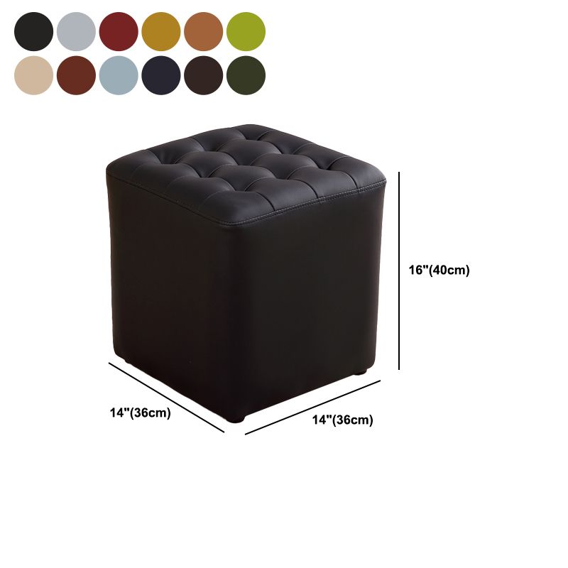 Tufted Ottoman Mid-Century Modern Genuine Leather Square Water Resistant Cube Ottoman