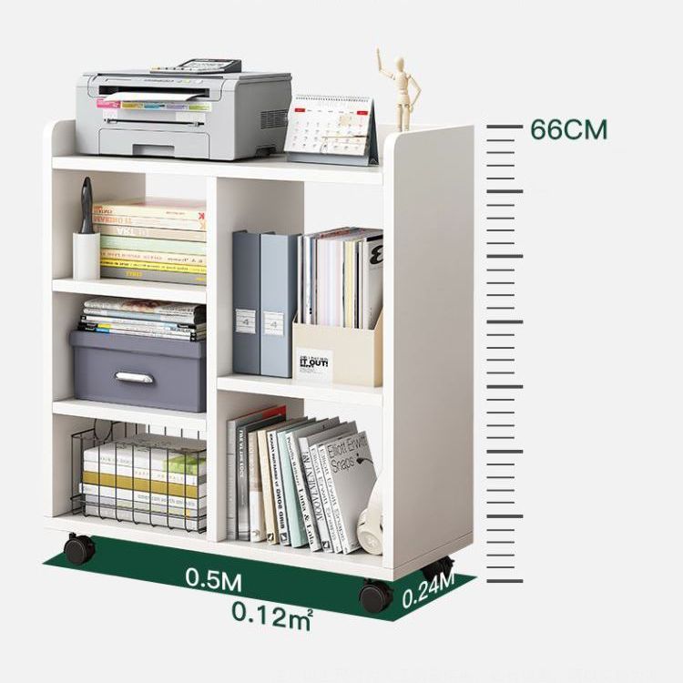 Contemporary Standard Bookshelf Engineered Wood Bookcase with Caster