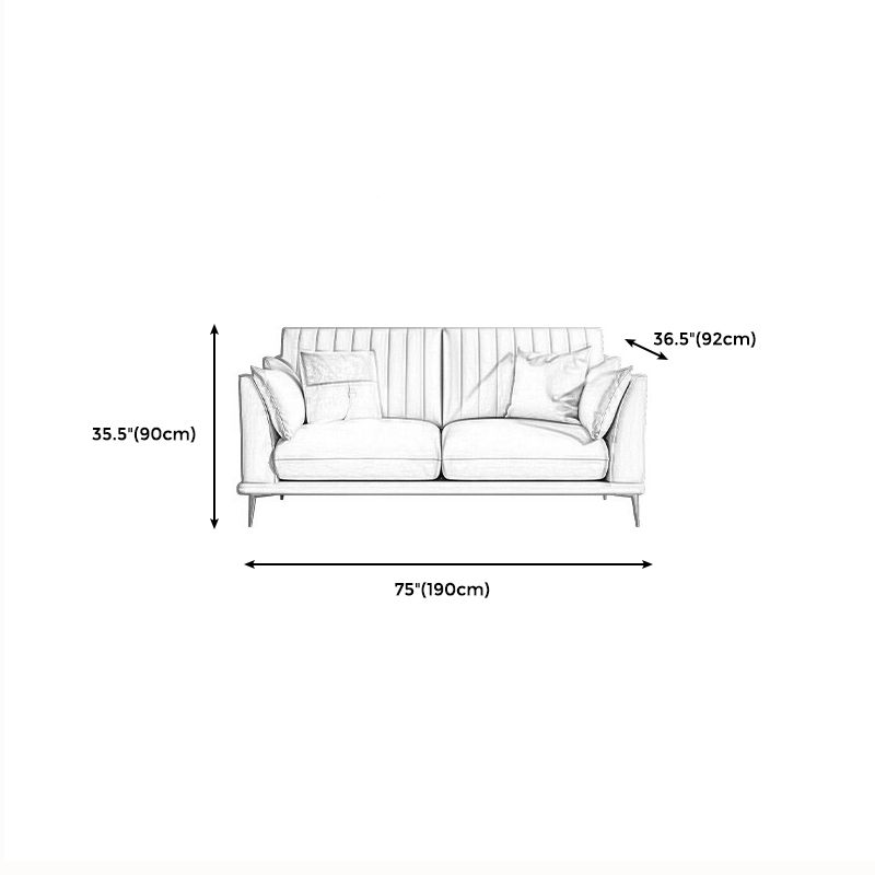 Modern Style Solid Wood Material Base Cloth Art & Leather Rice White Rectangular Sofa