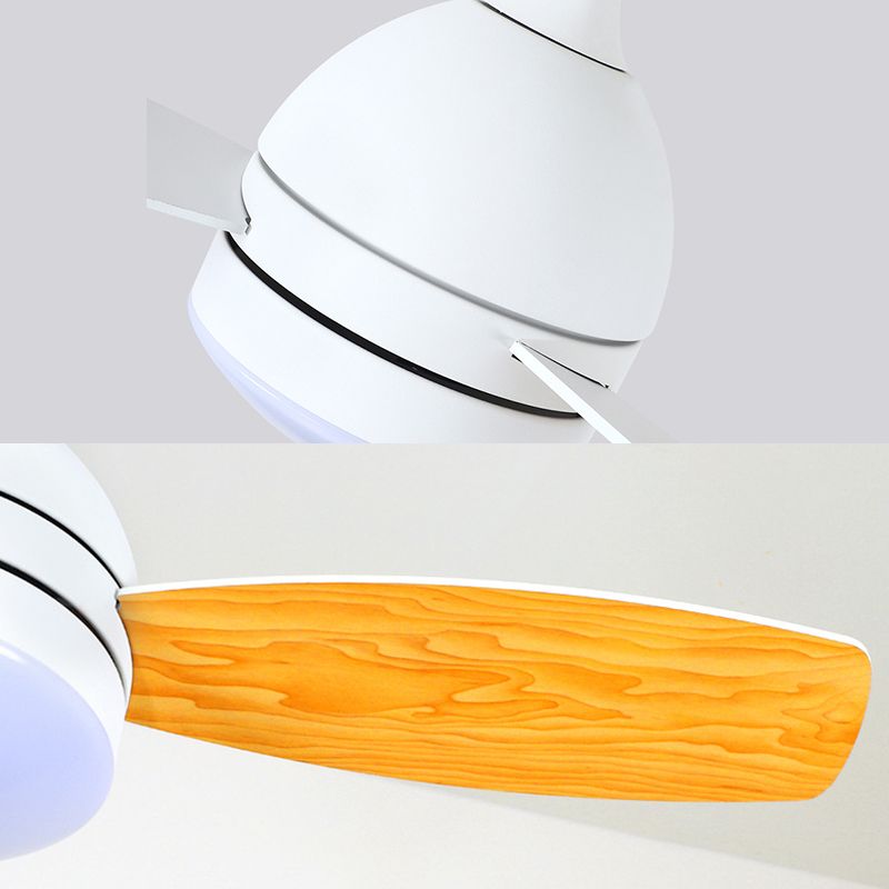 Macaron Dome Ceiling Fan Light Metallic Kids Room LED Semi Flush Mount Light