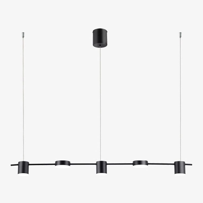 Nordic Metal Island Light Black Cylinder Multi Light Island Colgante para comedor