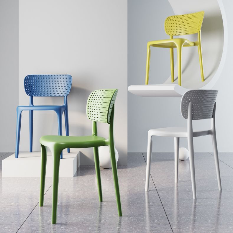Silla lateral de comedor escandinava de plástico, silla con respaldo abierto de cocina