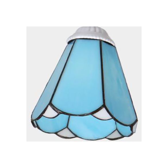 Lámpara semi empotrada para sala de estar con pantalla estilo Tiffany, lámpara semi empotrada de 3/5 luces en blanco/azul/azul cielo