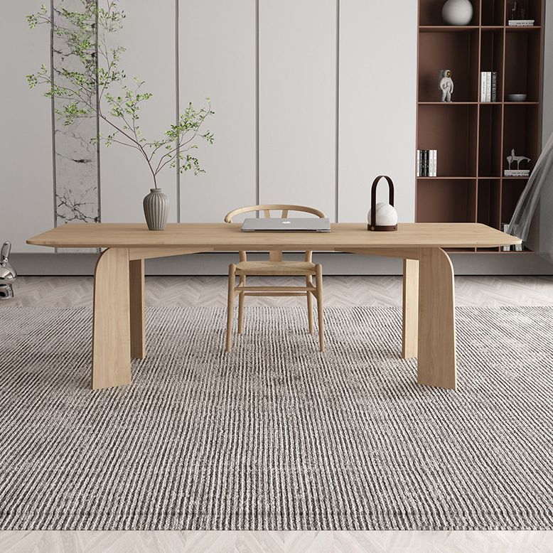 Simple Kitchen Standard Dining Table Solid Wood Khaki Dining Table with 4 Legs Base