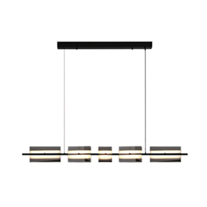 Glass Shade Hanging Island Lights Modern Black/Gold Island Lighting Ideas for Kitchen