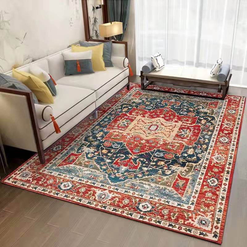 Orange Retro Rug Polyester Graphic Rug Washable Rug for Home Decor