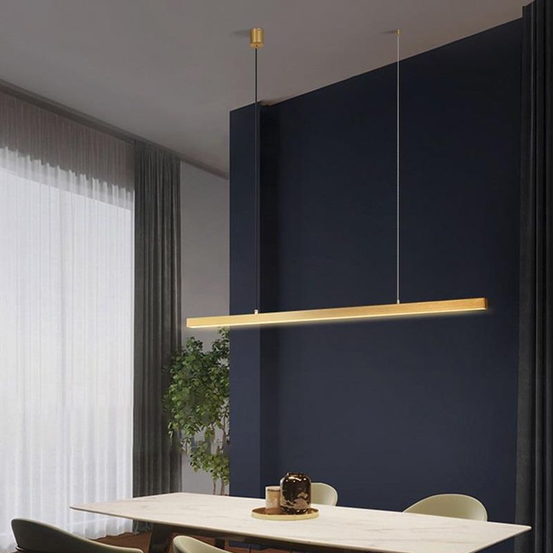 Gold Island Light 1-Light LED Island Hanging Lamp with Acrylic Shade for Living Room