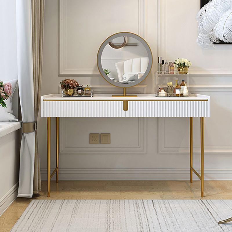 Modern 29.5" Height White Wood Makeup Vanity Set with Drawers