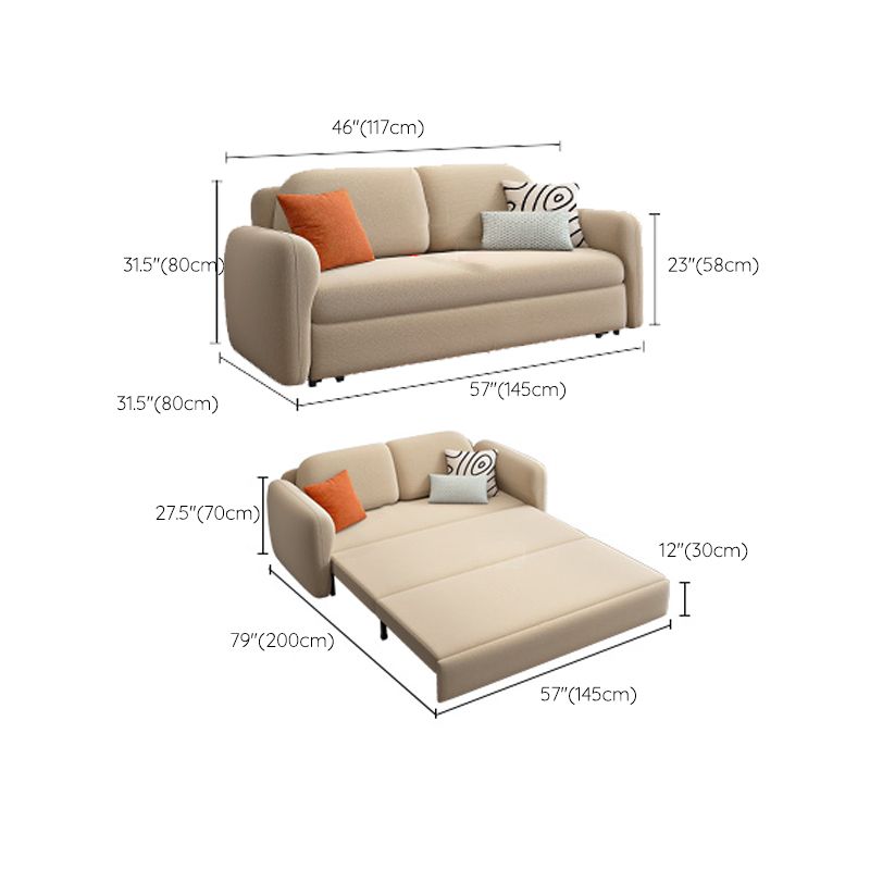 Beige Velvet Sleeper Sofa 31.49" Wide Scandinavian Sofa Bed with Upholstered