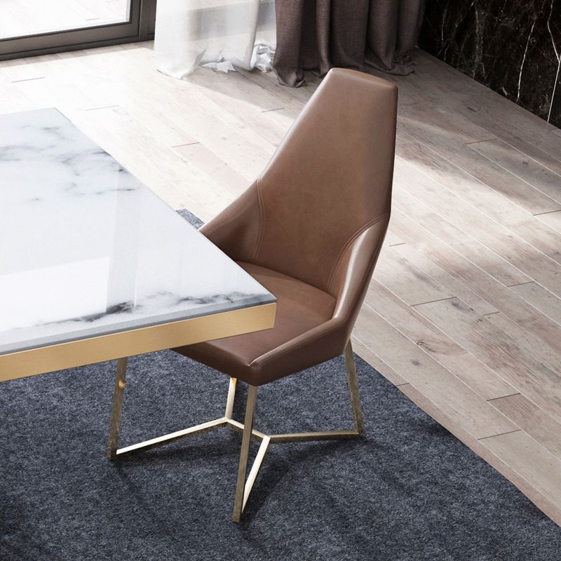 Glam Kitchen Dining Chairs Faux Leather Side Chairs with Gold Legs