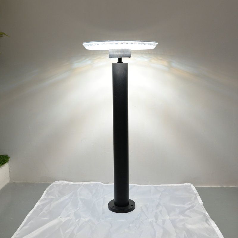 Disc-Shaped Outdoor LED Lawn Light Aluminum Minimalism Solar Landscape Lighting in Black