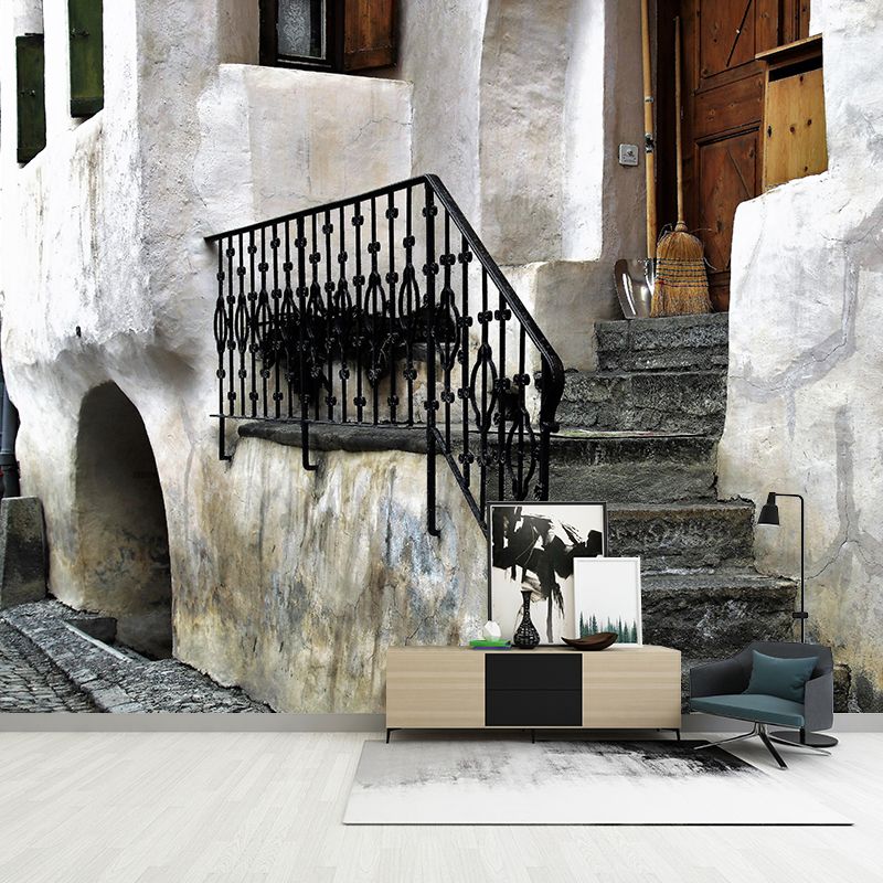 Stairs Architecture Mural Wallpaper Stain Resistant Wall Decor for Home Decor