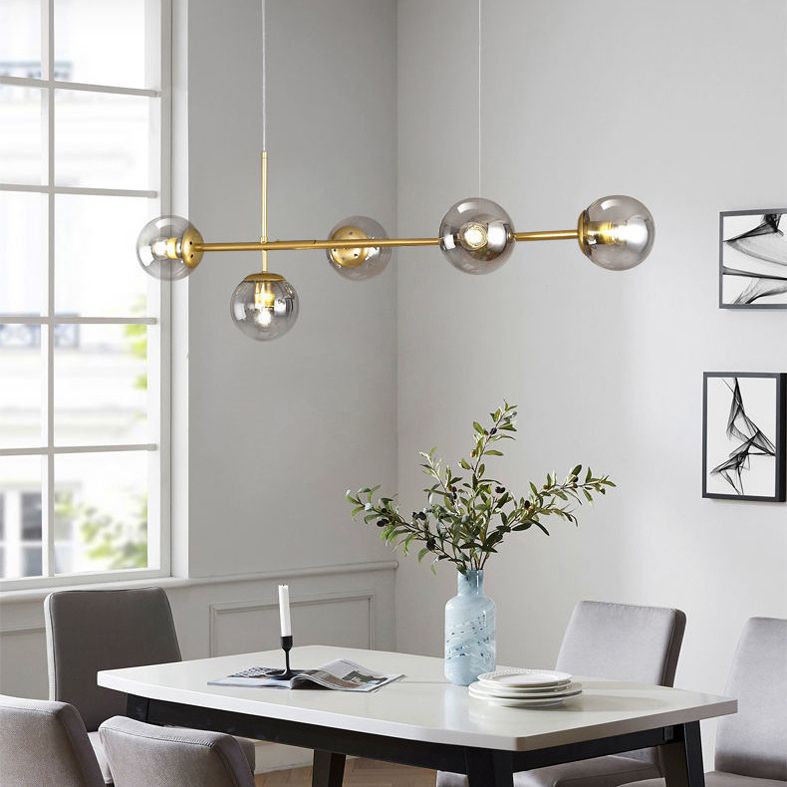 Ball Glass Island Lighting Fixture Nordic Style Island Chandelier Light with Angel Decor