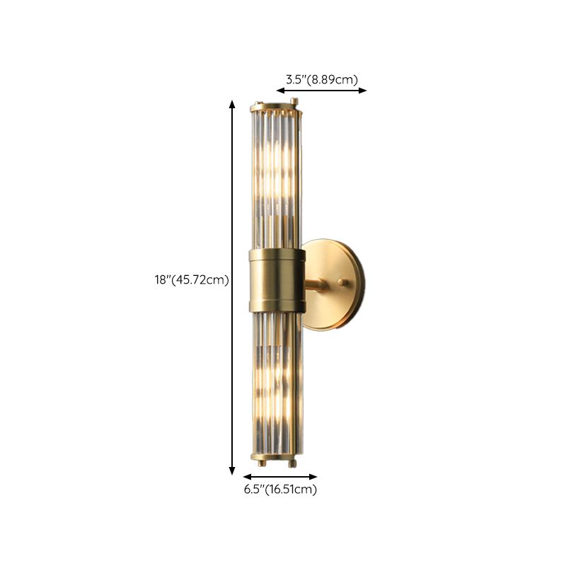 Cylinder Shape Metal Vanity Lamp Modern Style 2 Lights Vanity Light Fixture in Gold
