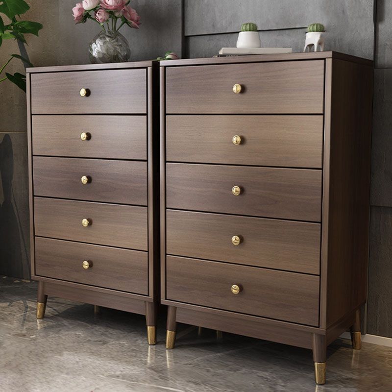 Glam Vertical Storage Chest Bedroom Wooden Chest with Drawers