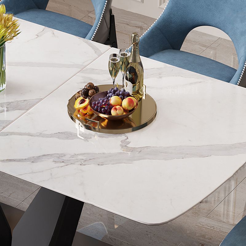 Modern Sintered Stone Dining Table Rectangle Table with Metal Base