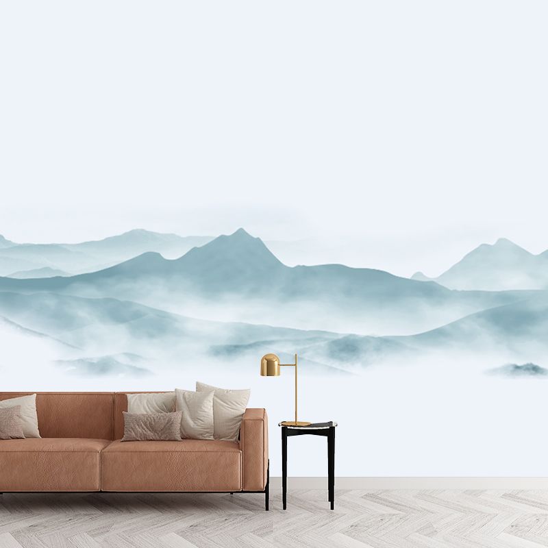 Whole Smoggy Mountain Wall Mural Moisture Resistant Asian Living Room Wall Covering