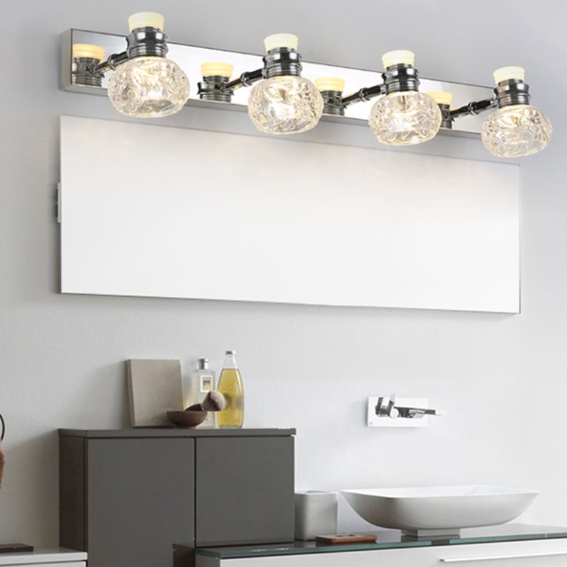 Round Bathroom Wall Lighting Fixture Crystal Minimalist Wall Mounted Lighting in Clear