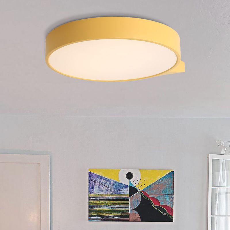 Blu / Pink/Red / Yellow Circolare Flush Lighting con Diffuser Macaron Metallo Soffsh Flush Mount in Secondo Gear, 19,5 "/24.5" W