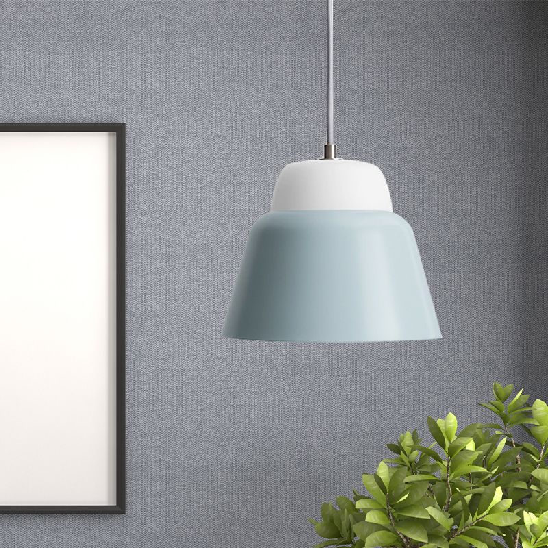 Cone Hanging Light Fixture Macaron Metal 1 Head 6.5"/10.5" Height Pink/Blue/Black Pendant Ceiling Light